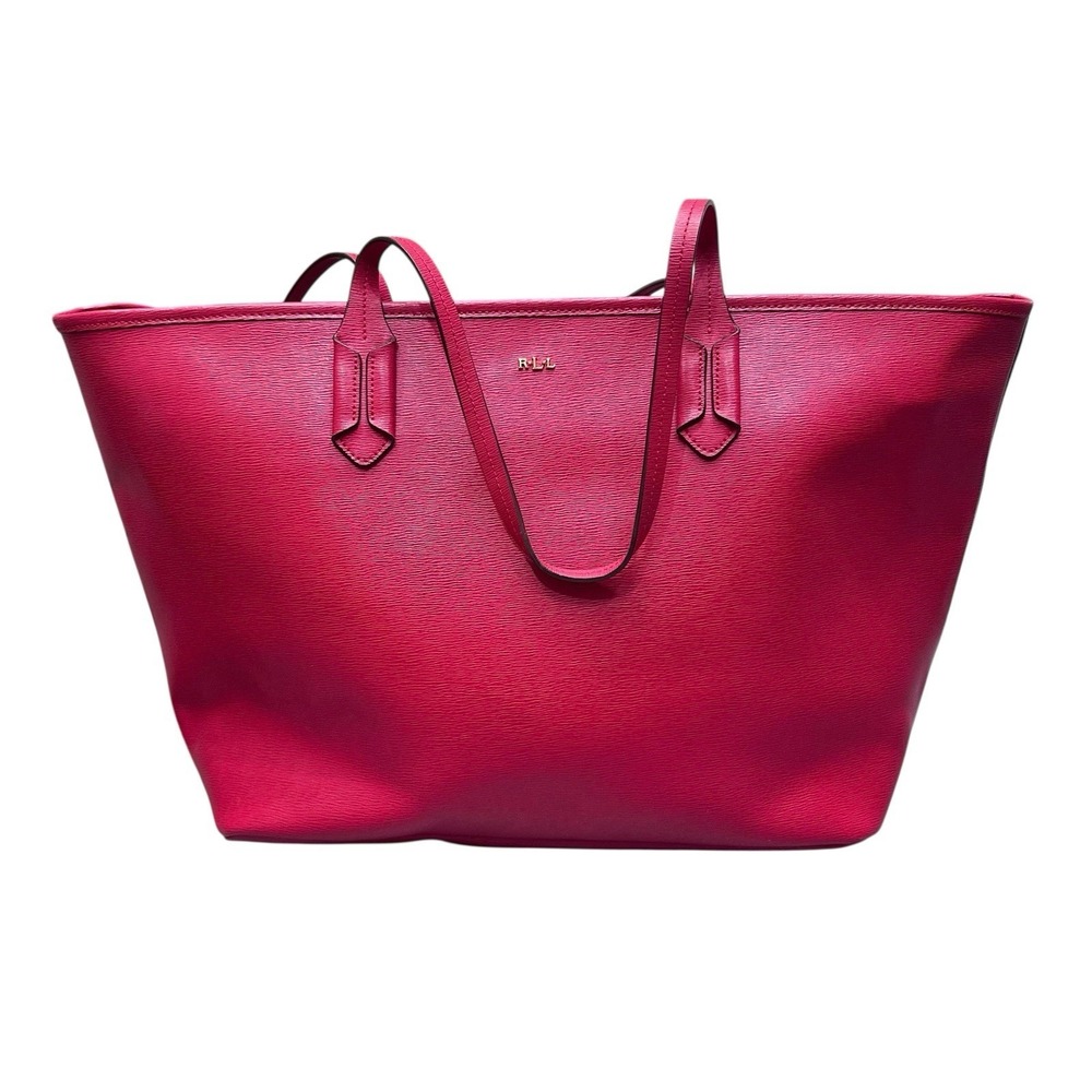 Lauren Ralph Lauren Red Tote Classic Saffiano Leather Tote Bag Purse